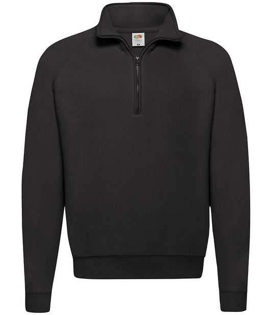Black Classic Zip Neck Sweatshirt - Left Chest Embroidered
