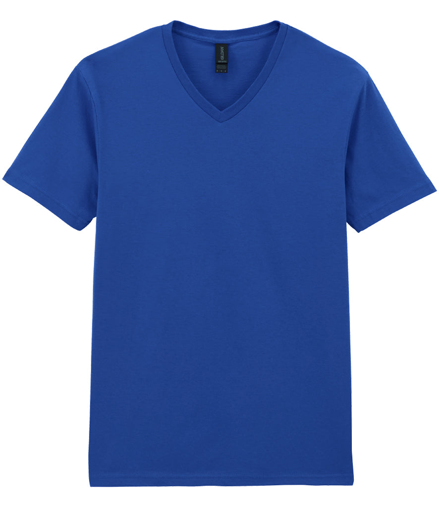 Royal Blue Adult Soft-Style V-Neck T-Shirt - Left Chest Embroidered