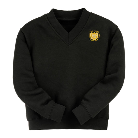 Black Classic Cotton Rich V-Neck Sweatshirt - Left Chest Embroidered