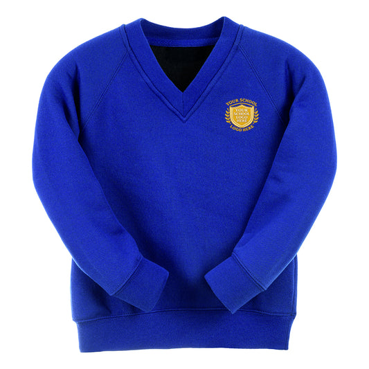 Electric Blue Essential V-Neck Sweatshirt - Back and Left Chest Print