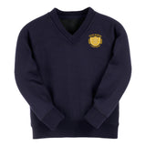 Navy Classic Cotton Rich V-Neck Sweatshirt - Left Chest Embroidered
