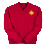 Red Classic Cotton Rich V-Neck Sweatshirt - Left Chest Embroidered
