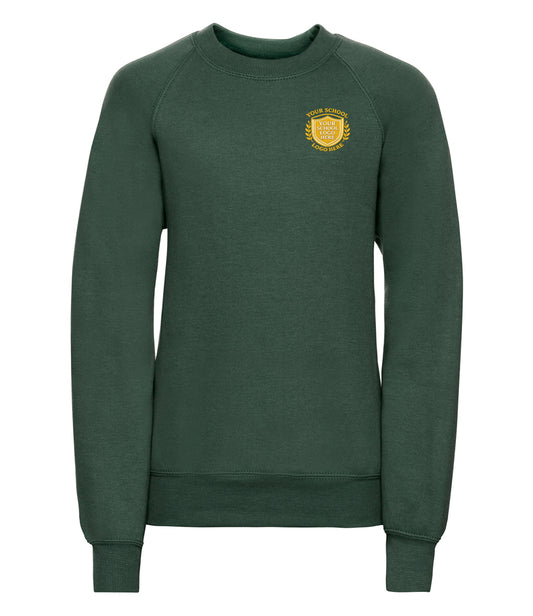 Bottle Green Children's Raglan Sweatshirt - Left Chest Embroidered