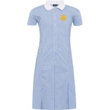 Blue Zip Front Gingham Dress - Left Chest Embroidered
