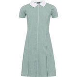 Green Zip Front Gingham Dress
