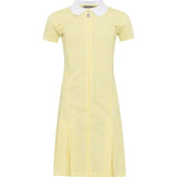 Yellow Zip Front Gingham Dress - Left Chest Embroidered
