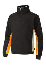 Black/Amber/White Quarter Zip Sports Top - Left Chest Embroidered
