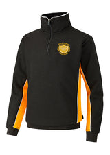 Black/Amber/White Quarter Zip Sports Top - Left Chest Embroidered

