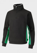 Black/Emerald/White Quarter Zip Sports Top - Left Chest Embroidered
