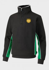 Black/Emerald/White Quarter Zip Sports Top - Left Chest Embroidered
