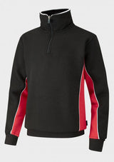 Black/Scarlet/White Quarter Zip Sports Top - Left Chest Embroidered
