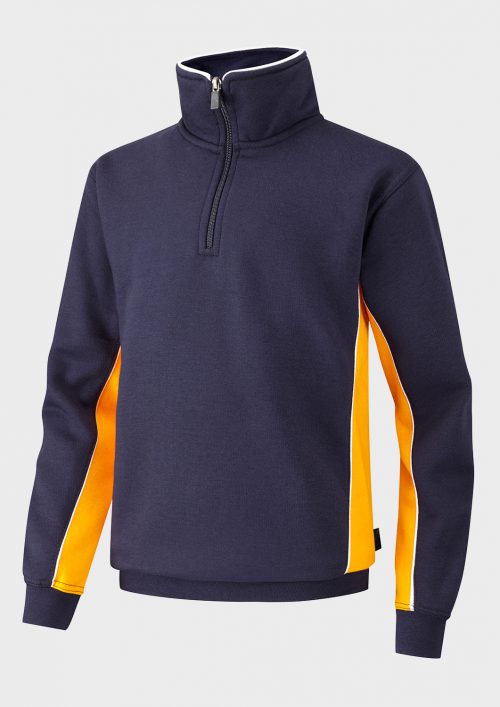 Navy/Amber/White Quarter Zip Sports Top