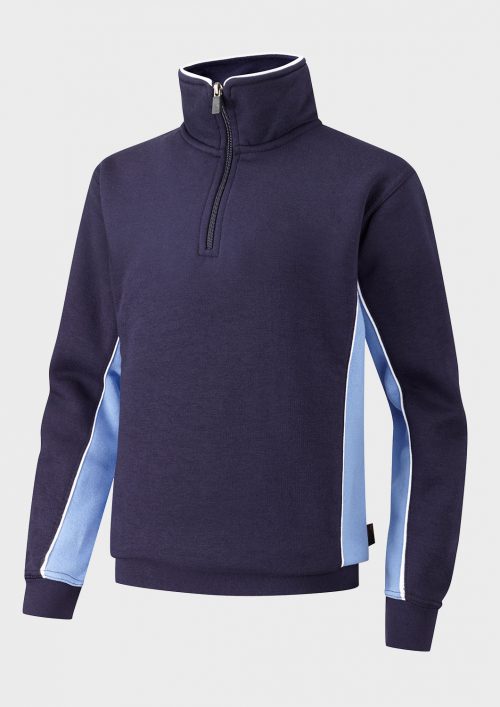Navy/Sky/White Quarter Zip Sports Top - Left Chest Embroidered