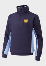 Navy/Sky/White Quarter Zip Sports Top - Left Chest Embroidered
