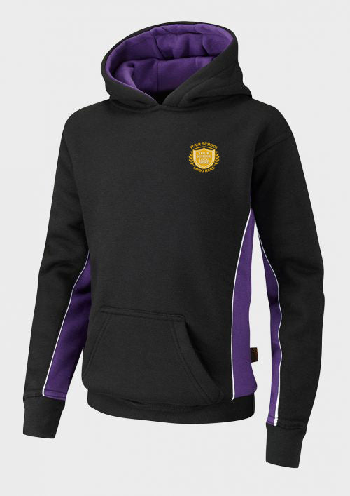 Black/Purple/White Sports Hoodie - Left Chest Embroidered