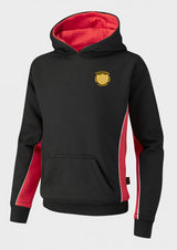 Black/Scarlet/White Sports Hoodie - Left Chest Embroidered
