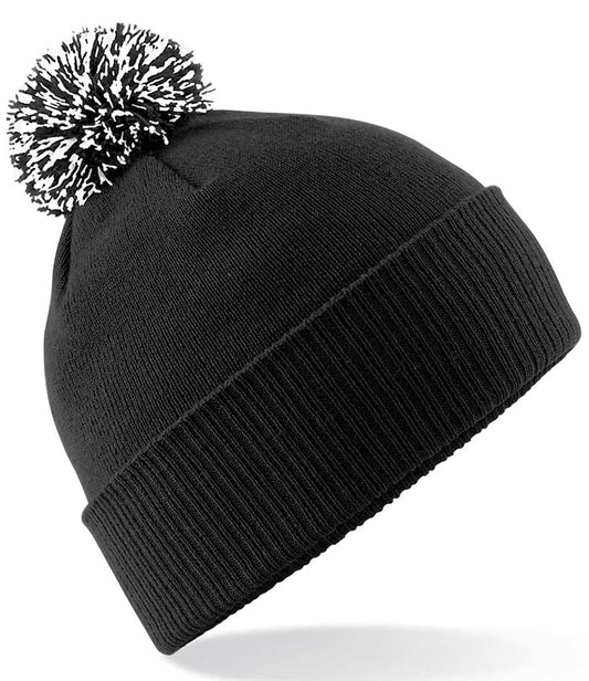 Black/White Snowstar Beanie - Centre Front Print