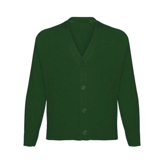 Bottle Green Classic Knitted Cardigan - Left Chest Embroidered