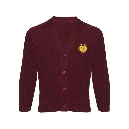 Burgundy Classic Knitted Cardigan - Left Chest Embroidered