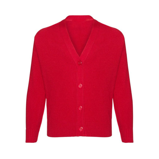 Red Classic Knitted Cardigan - Left Chest Embroidered