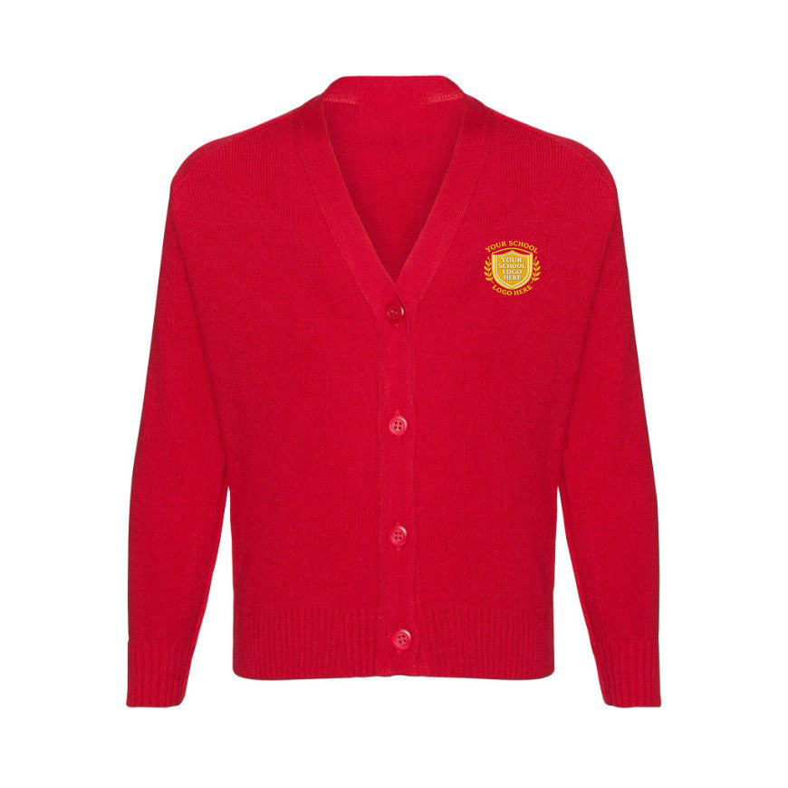 Red Classic Knitted Cardigan - Left Chest Embroidered