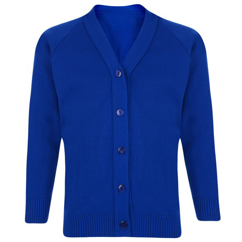 Royal Blue Classic Knitted Cardigan - Left Chest Embroidered