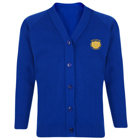 Royal Blue Classic Knitted Cardigan - Left Chest Embroidered