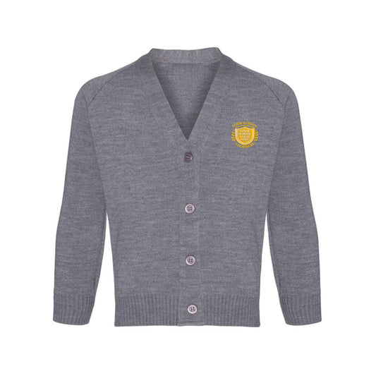 School Grey Classic Knitted Cardigan - Left Chest Embroidered