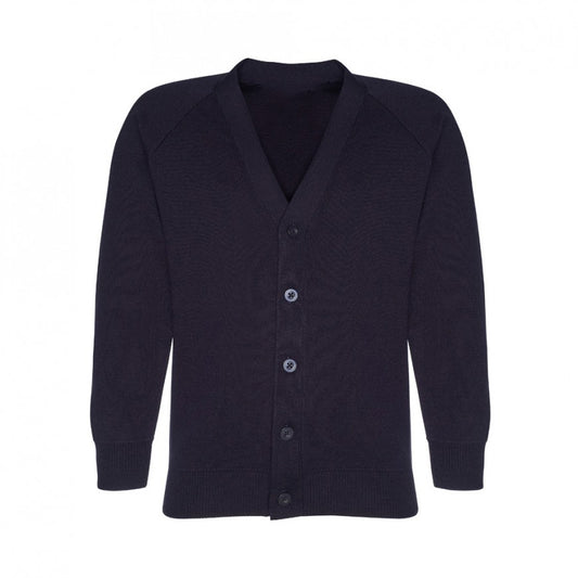 Navy Cotton Blend Knitted Cardigan - Left Chest Embroidered