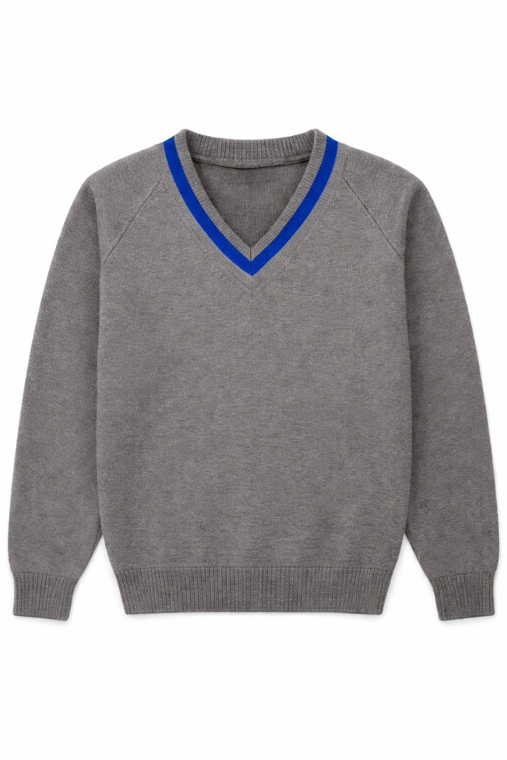 Grey with Royal Stripe St Augustine's Striped Sweater - Left Chest Embroidered