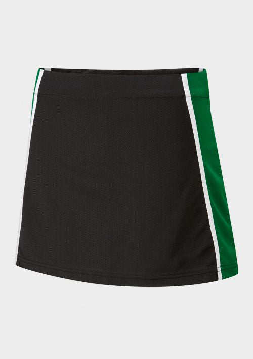 Black/Emerald/White Sports Skort - Leg and Hip Print - Skirt Flap