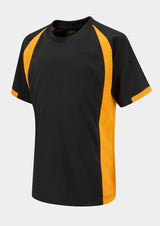 Black/Amber Active Sports T-Shirt - Left Chest Embroidery
