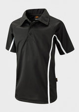 Black/Black/White Unisex Sports Polo Shirt
