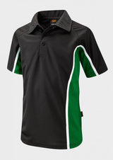 Black/Emerald/White Unisex Sports Polo Shirt - Left Chest Embroidered
