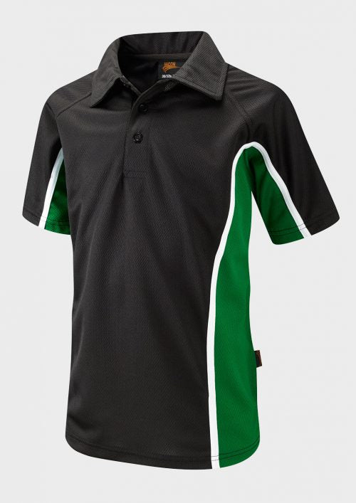 Black/Emerald/White Unisex Sports Polo Shirt - Left Chest Embroidered