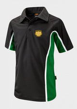 Black/Emerald/White Unisex Sports Polo Shirt - Left Chest Embroidered
