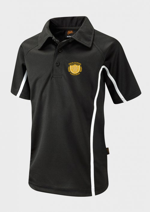 Black/Black/White Unisex Sports Polo Shirt - Left Chest Print