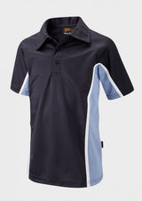 Navy/Sky/White Unisex Sports Polo Shirt - Back and Left Chest Print
