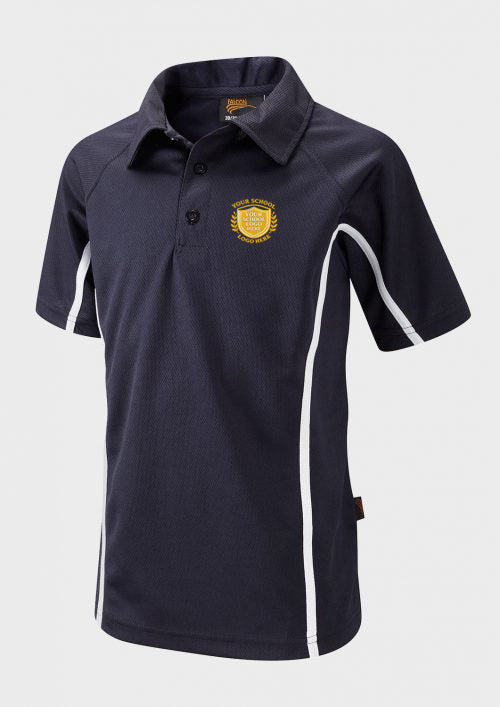 Navy/Navy/White Unisex Sports Polo Shirt - Left Chest Embroidered