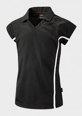 Black/Black/White Fitted Sports Polo Shirt - Left Chest Embroidered
