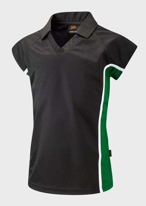 Black/Emerald/White Fitted Sports Polo Shirt - Left Chest Embroidered