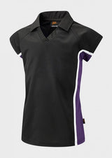 Black/Purple/White Fitted Sports Polo Shirt - Left Chest Embroidered
