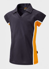Navy/Amber/White Fitted Sports Polo Shirt - Left Chest Embroidered
