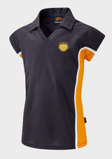 Navy/Amber/White Fitted Sports Polo Shirt - Left Chest Embroidered
