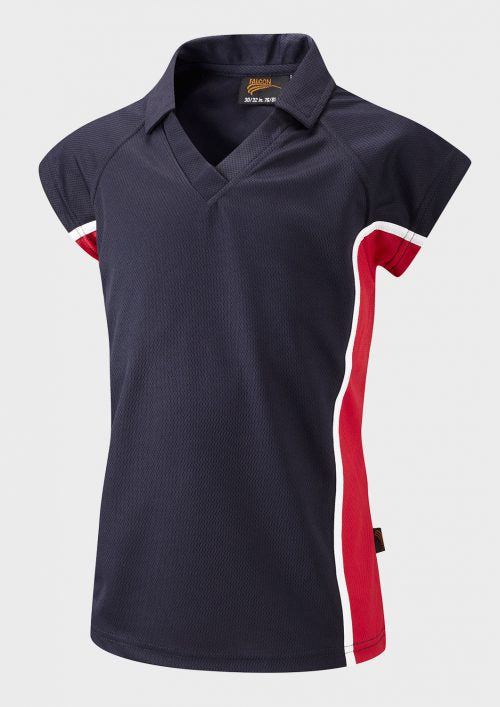 Navy/Scarlet/White Fitted Sports Polo Shirt - Left Chest Embroidered