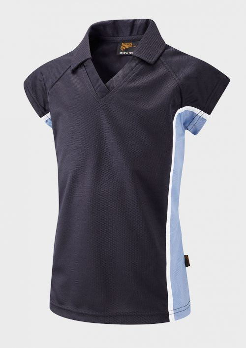 Navy/Sky/White Fitted Sports Polo Shirt - Left Chest Embroidered