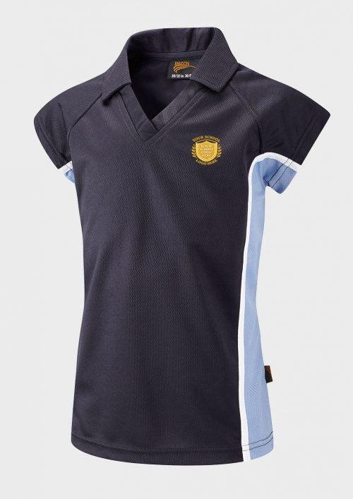 Navy/Sky/White Fitted Sports Polo Shirt - Left Chest Embroidered