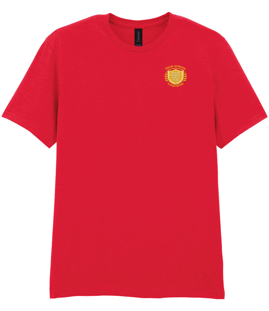 Red Adult Soft-Style T-Shirt - Left Chest Embroidered