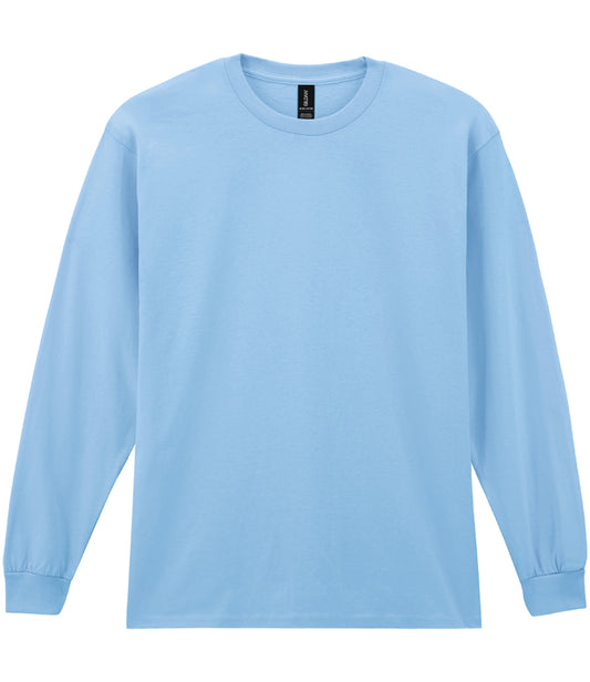 Light Blue Cotton Long Sleeve T-Shirt - Left Chest Embroidered