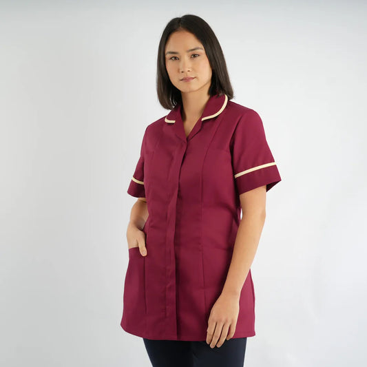 Burgundy/Camel Trimmed Tunic